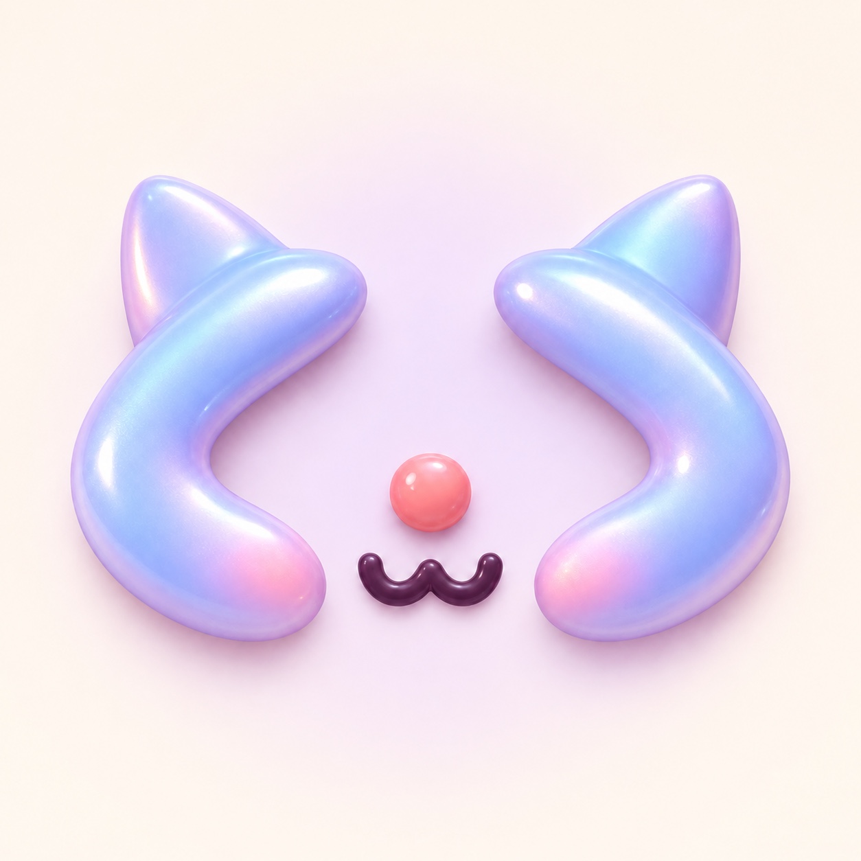 The MiaoVerse symbol: two pearlescent cat ears with a coral nose and a smiling mouth